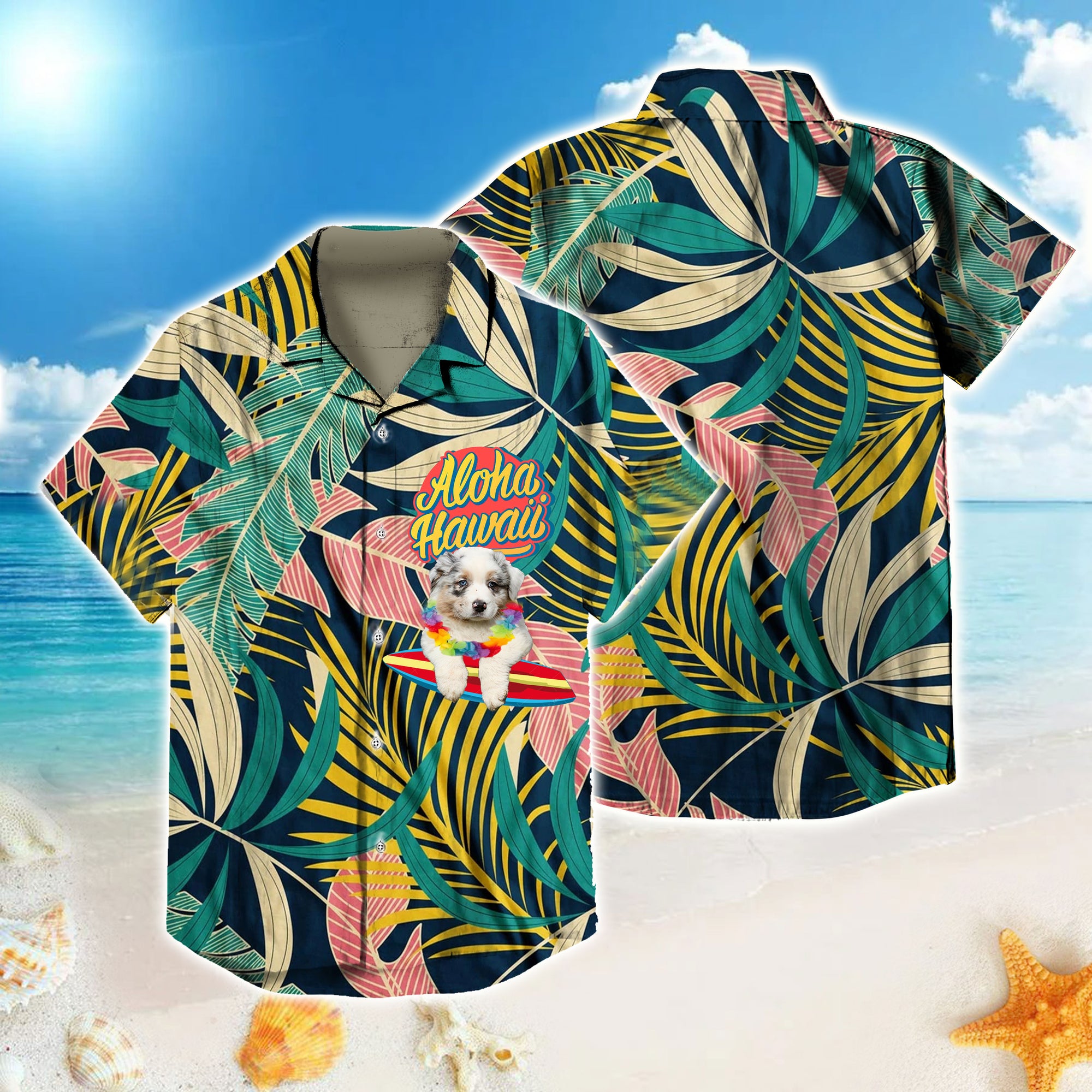 Australian-Shepherd-Aloha HAWAII Beach Shirt