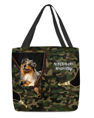 Australian Shepherd blue merle Camo Cloth Tote Bag