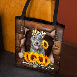 Australian Cattle-Sunflower&Dog Mom Cloth Tote Bag