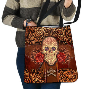 Australian Cattle Dog Skull Flower Cloth Tote Bag