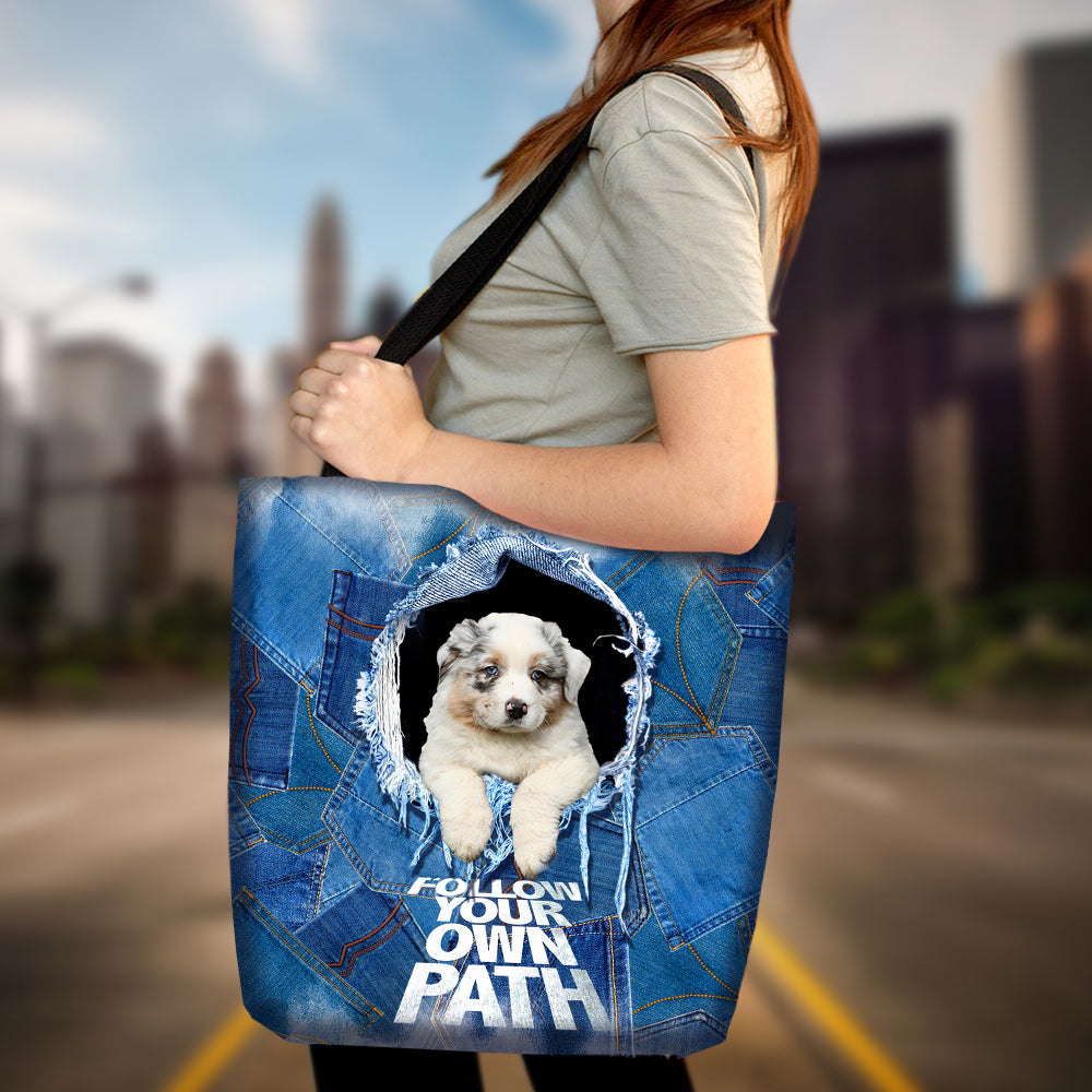 Australian Shepherd -Follow Your Own Path-Cloth Tote Bag