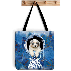 Australian Shepherd -Follow Your Own Path-Cloth Tote Bag