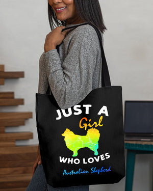 Australian Shepherd-Just A Girl-Cloth Tote Bag