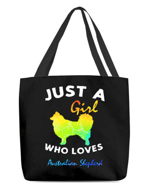 Australian Shepherd-Just A Girl-Cloth Tote Bag