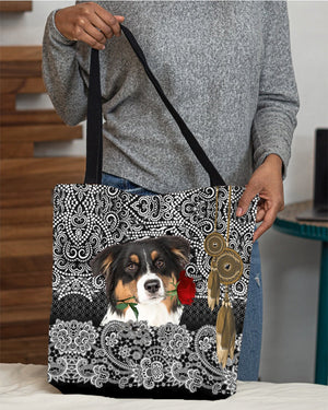 Australian Shepherd-Rose Cloth Tote Bag