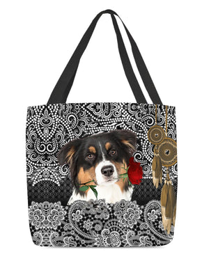 Australian Shepherd-Rose Cloth Tote Bag