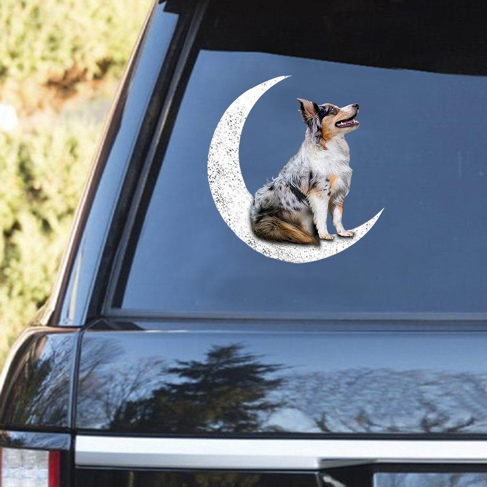 Australian Shepherd-Sit On The Moon Decal