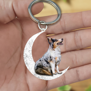 Australian Shepherd-Sit On The Moon Keychain