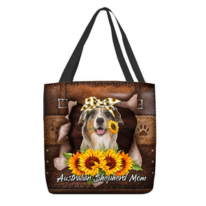 Australian Shepherd-Sunflower&Dog Mom Cloth Tote Bag