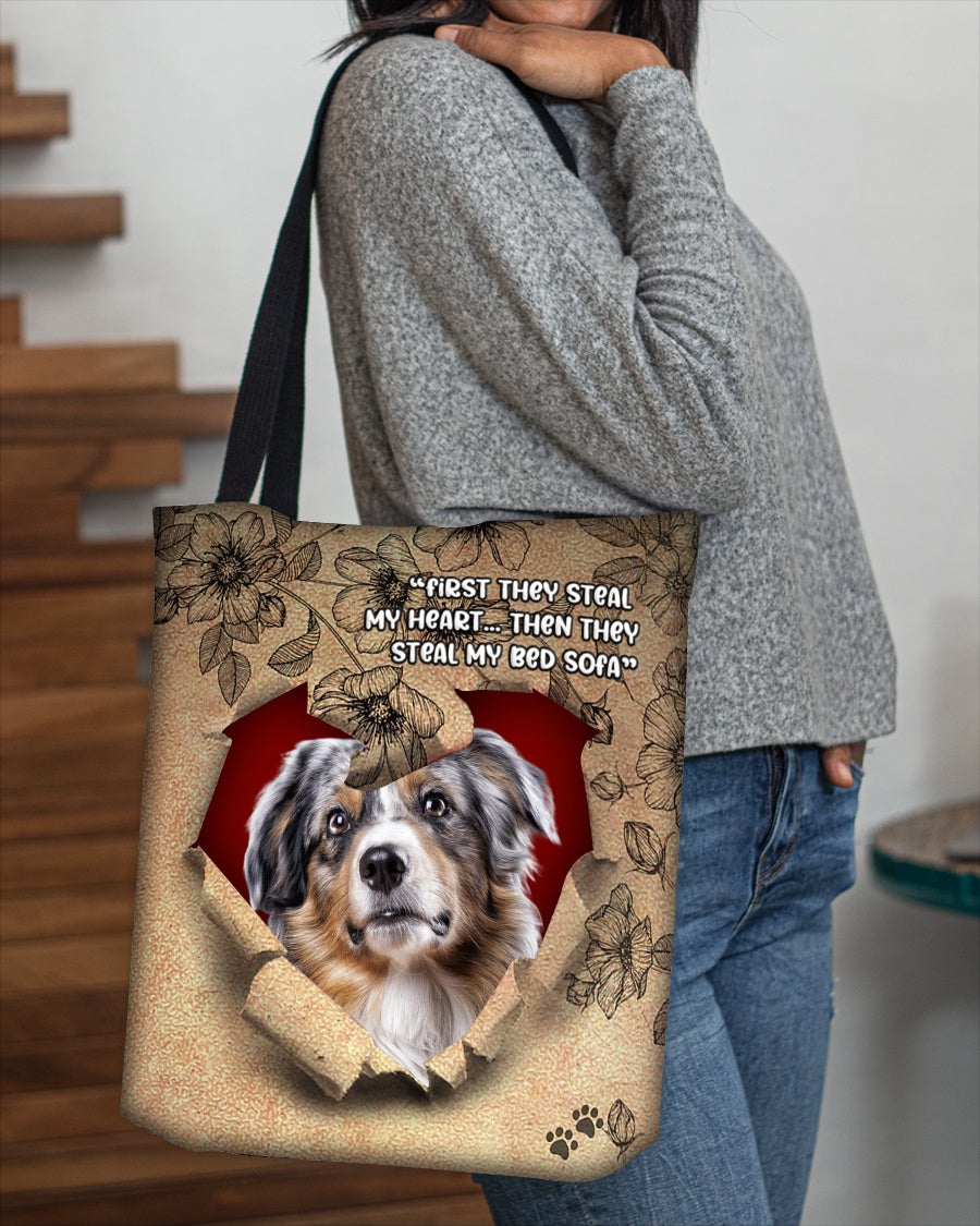 Australian Shepherd -Torn Cloth Tote Bag