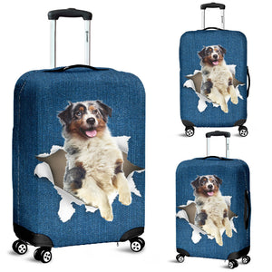 Australian Shepherd-Torn Paper Luggage Covers