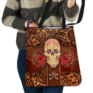 Australian Shepherd Skull Flower Cloth Tote Bag