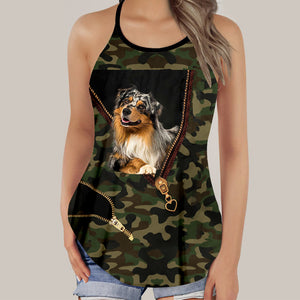 Australian Shepherd blue merle Camo Tank Top