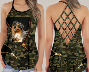 Australian Shepherd blue merle Camo Tank Top