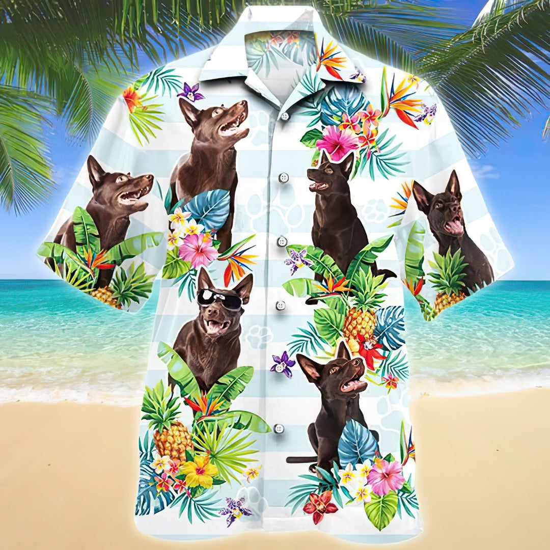 Australian Kelpie Tropical Flower Hawaiian Shirt