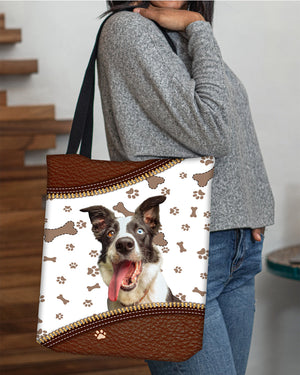 Australian shepherd-Zipper Texture-Cloth Tote Bag