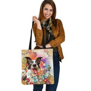 Australian shepherd And Butterflies-Cloth Tote Bag