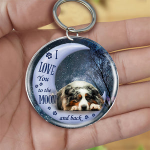 Australian shepherd Moon Back-Round Resin Epoxy Metal Keychain