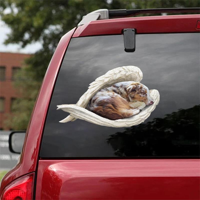 Australian shepherd-sleeping angel CAR STICKER