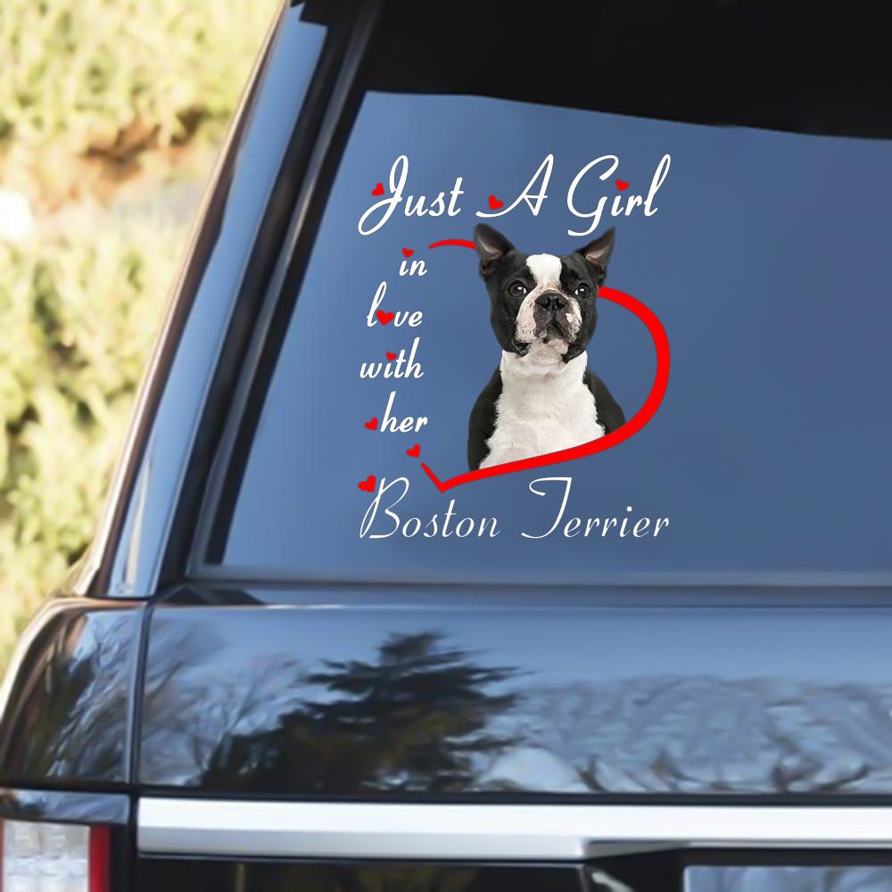 BLACK Boston Terrier Love Her Decal