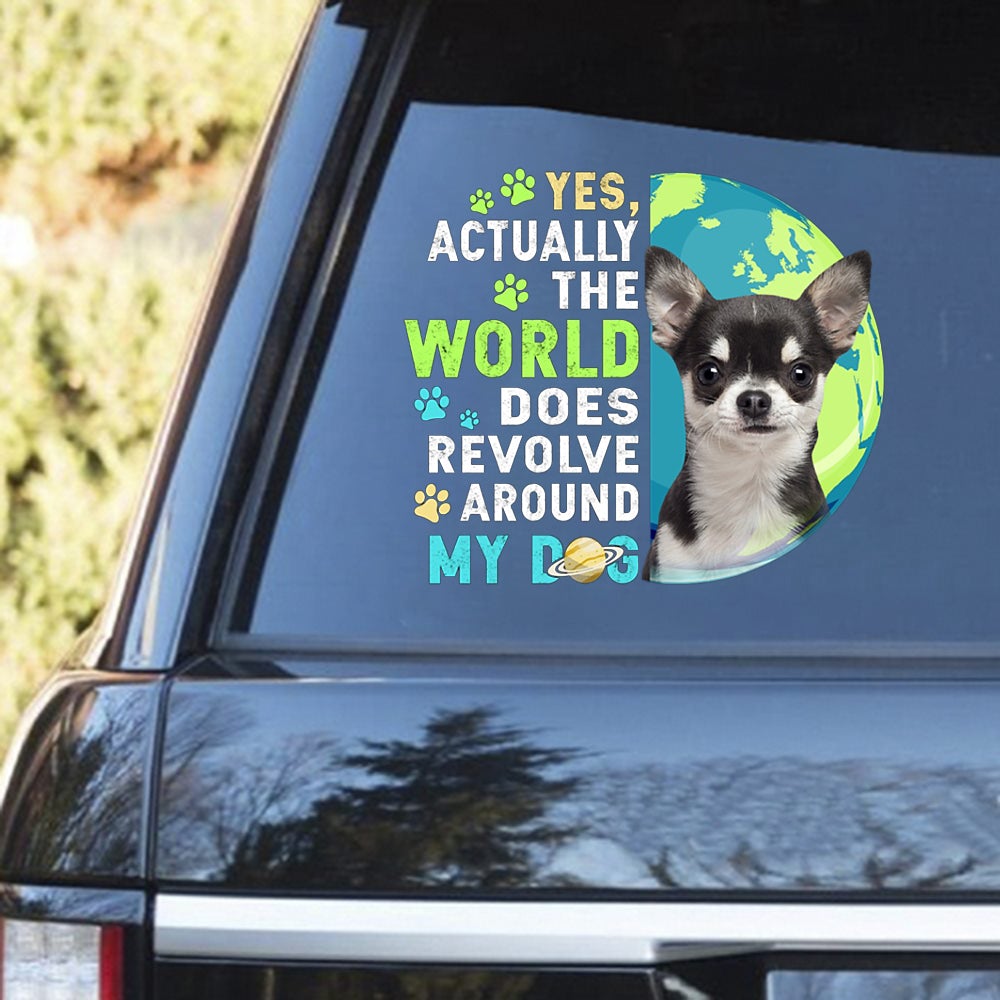 BLACK Chihuahua Revolve Around Decal