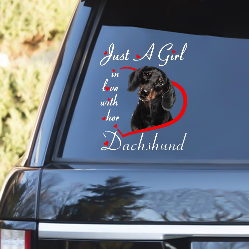 BLACK Dachshund Love Her Decal