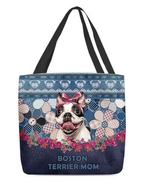 BOSTON TERRIER (16)-Flower Jean Gift for you-Cloth Tote Bag