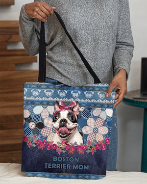 BOSTON TERRIER (16)-Flower Jean Gift for you-Cloth Tote Bag