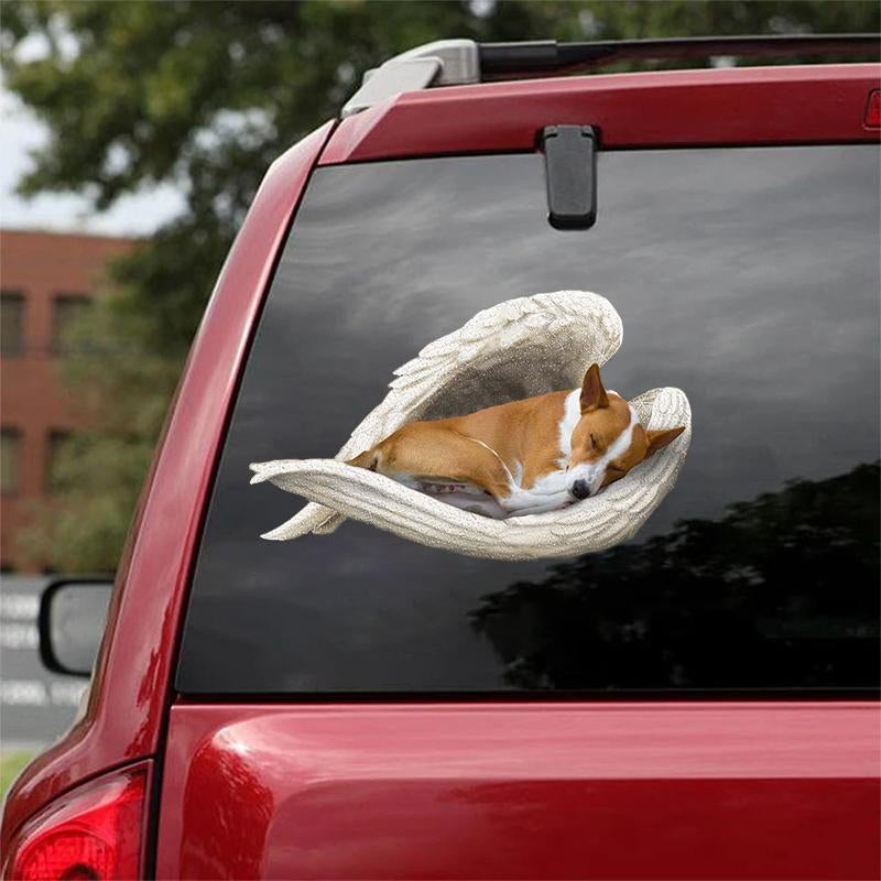 Basenji-sleeping angel CAR STICKER