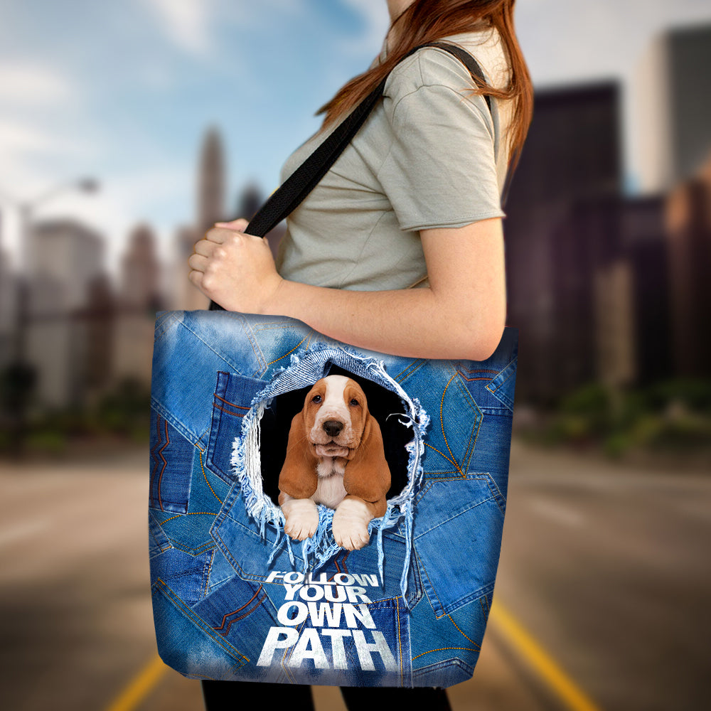 Basset Hound -Follow Your Own Path-Cloth Tote Bag