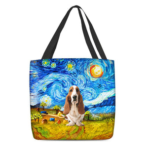 Basset Hound-Oil Painting-Cloth Tote Bag