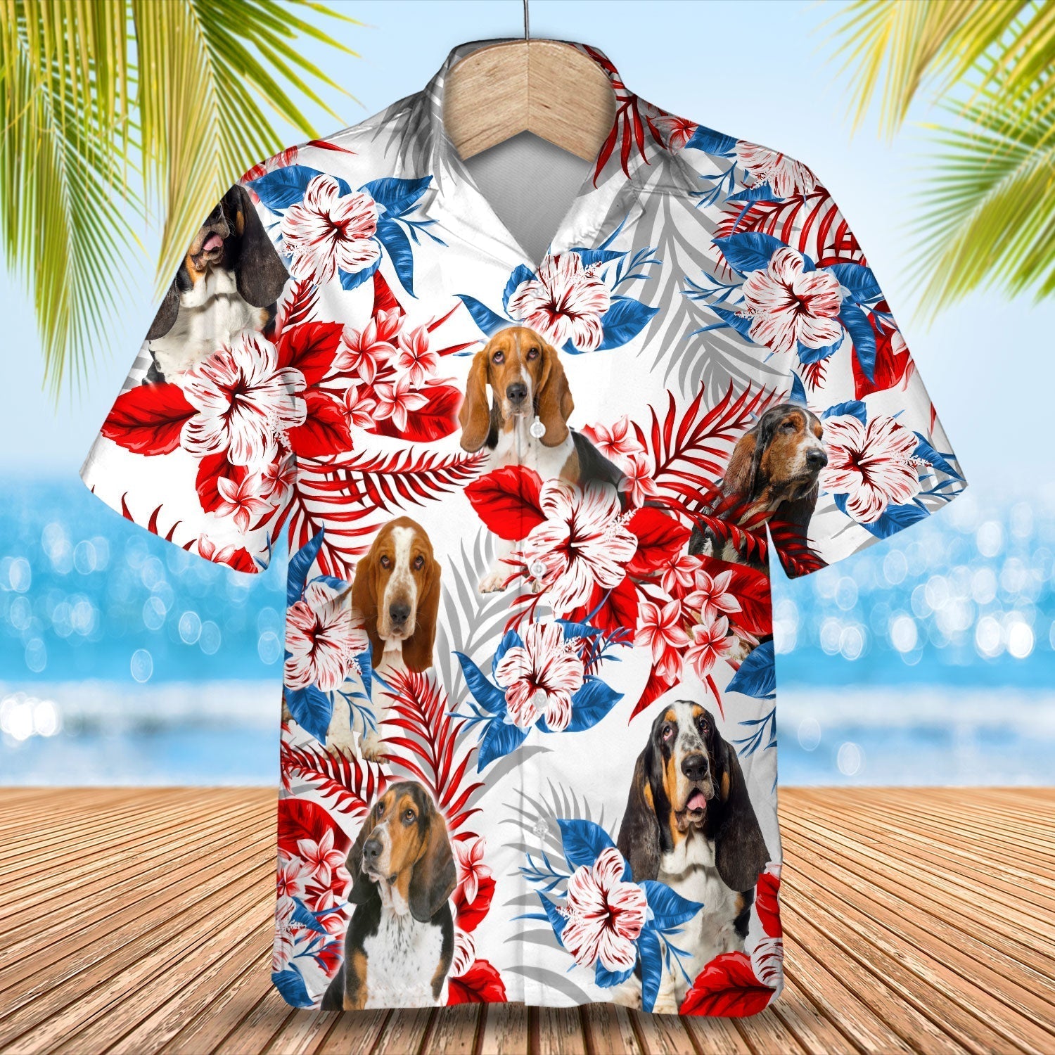 Basset Hound American Flag Hawaiian Shirt