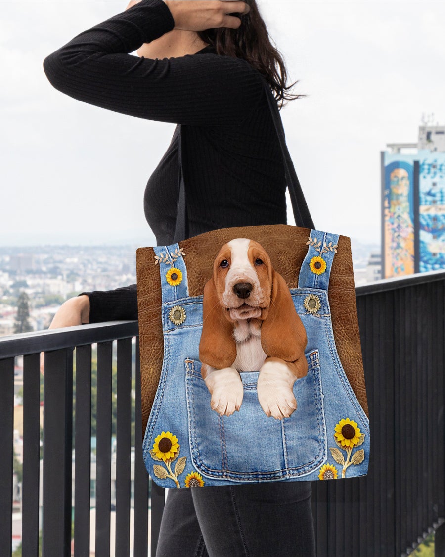 Basset Hound And Sunflower-Cloth Tote Bag