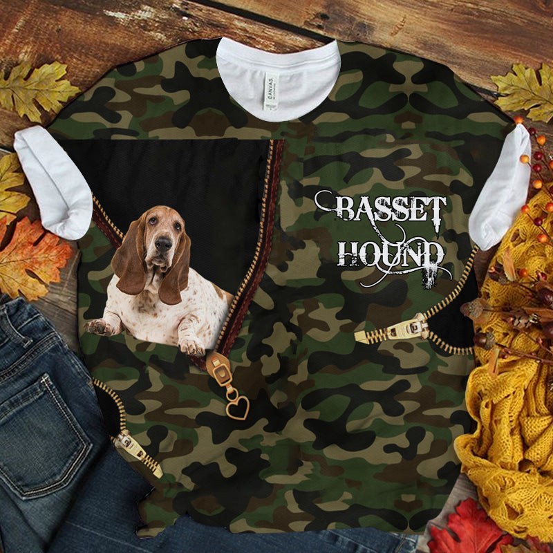 Basset Hound Camo T-shirt