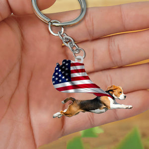 Beagle-Happy Independence Day Flat Acrylic Keychain