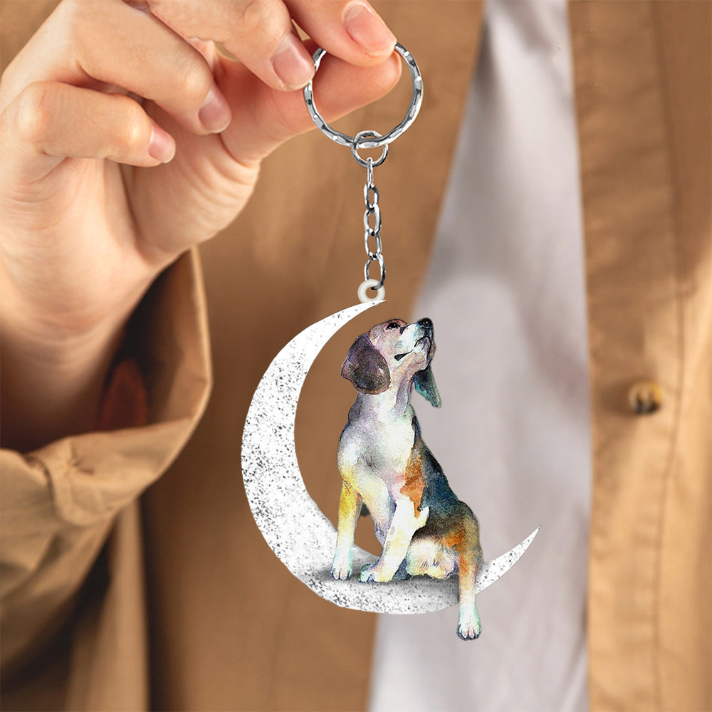 Beagle-Sit On The Moon Keychain