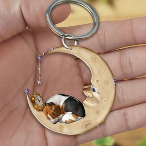 Beagle -Sleeping on the moon Keychain