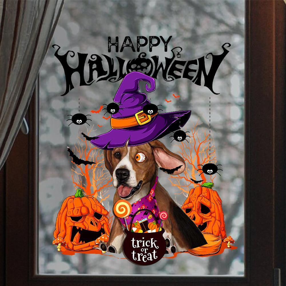 Beagle-Trick Or Treat-Halloween Window Clings Stickers