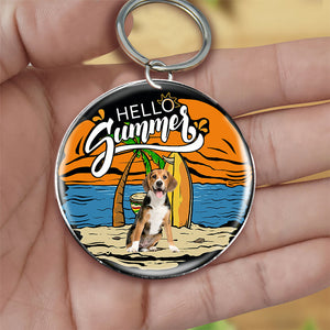 Beagle 2 Hello Summer-Round Resin Epoxy Metal Keychain