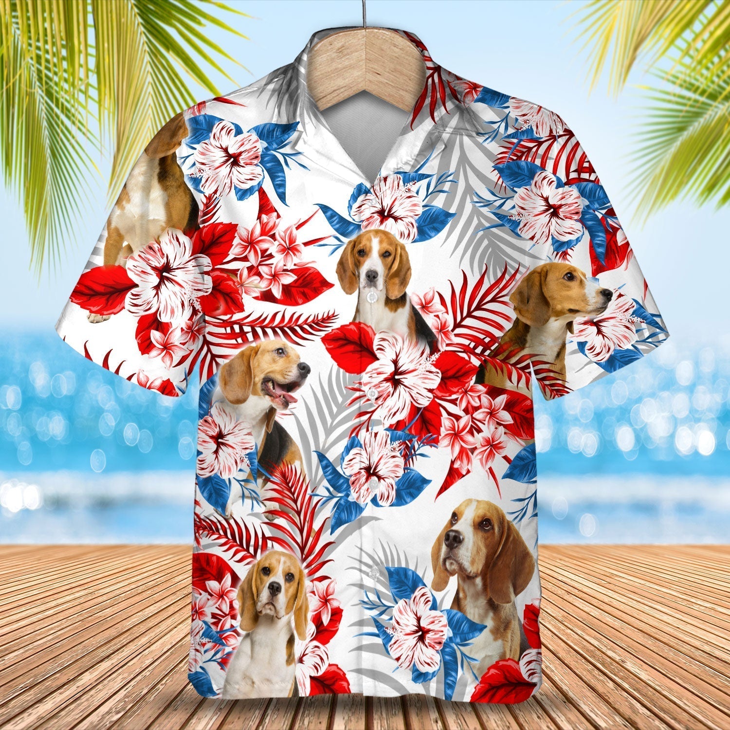 Beagle American Flag Hawaiian Shirt