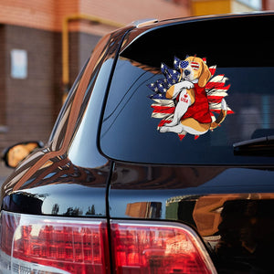 Beagle Happy Independence Day Car Sticker