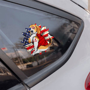 Beagle Happy Independence Day Car Sticker