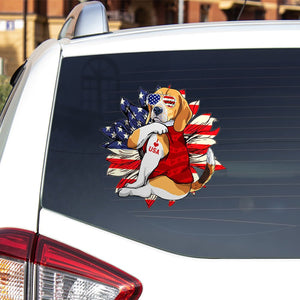 Beagle Happy Independence Day Car Sticker