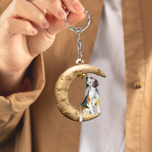 Beagle-Dog & Moon Flat Acrylic Keychain