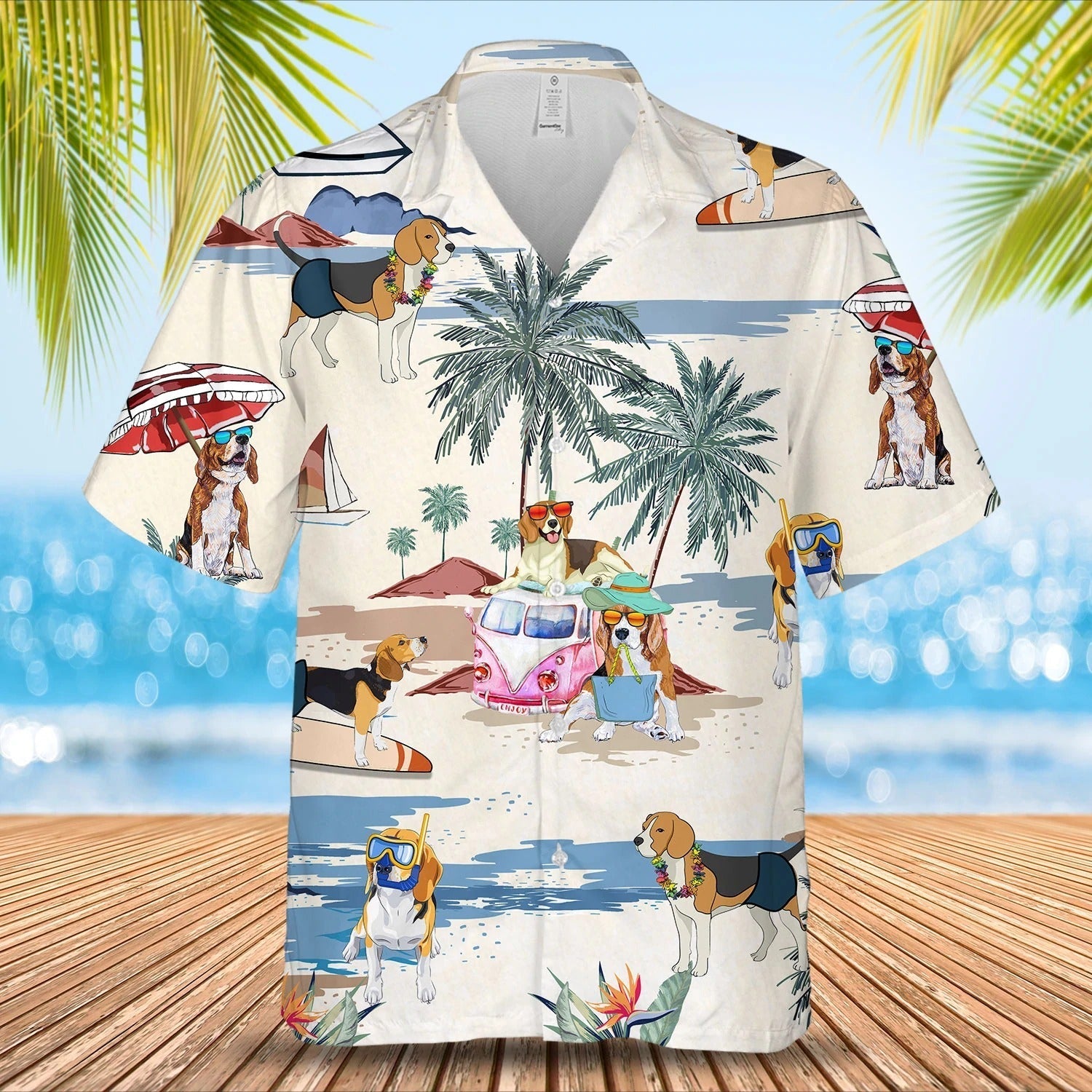 Beagle Summer Beach Hawaiian Shirt