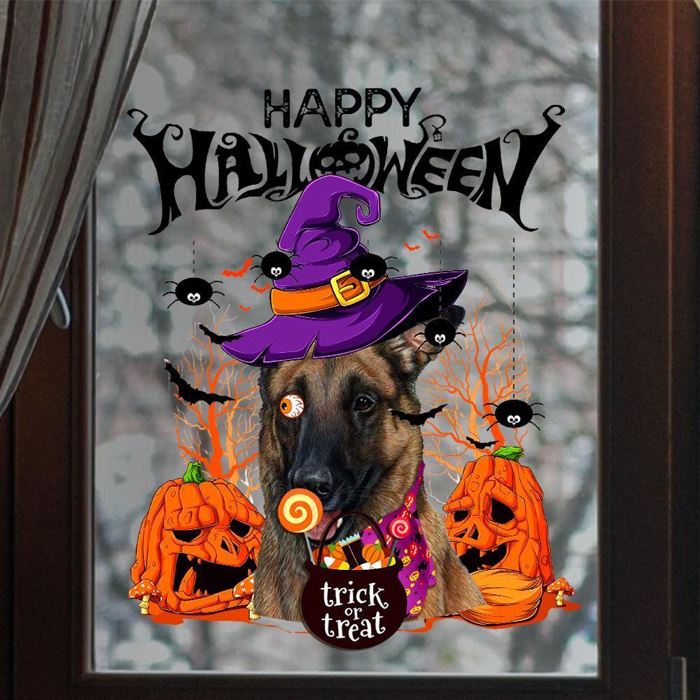 Belgian Malinois-Trick Or Treat-Halloween Window Clings Stickers