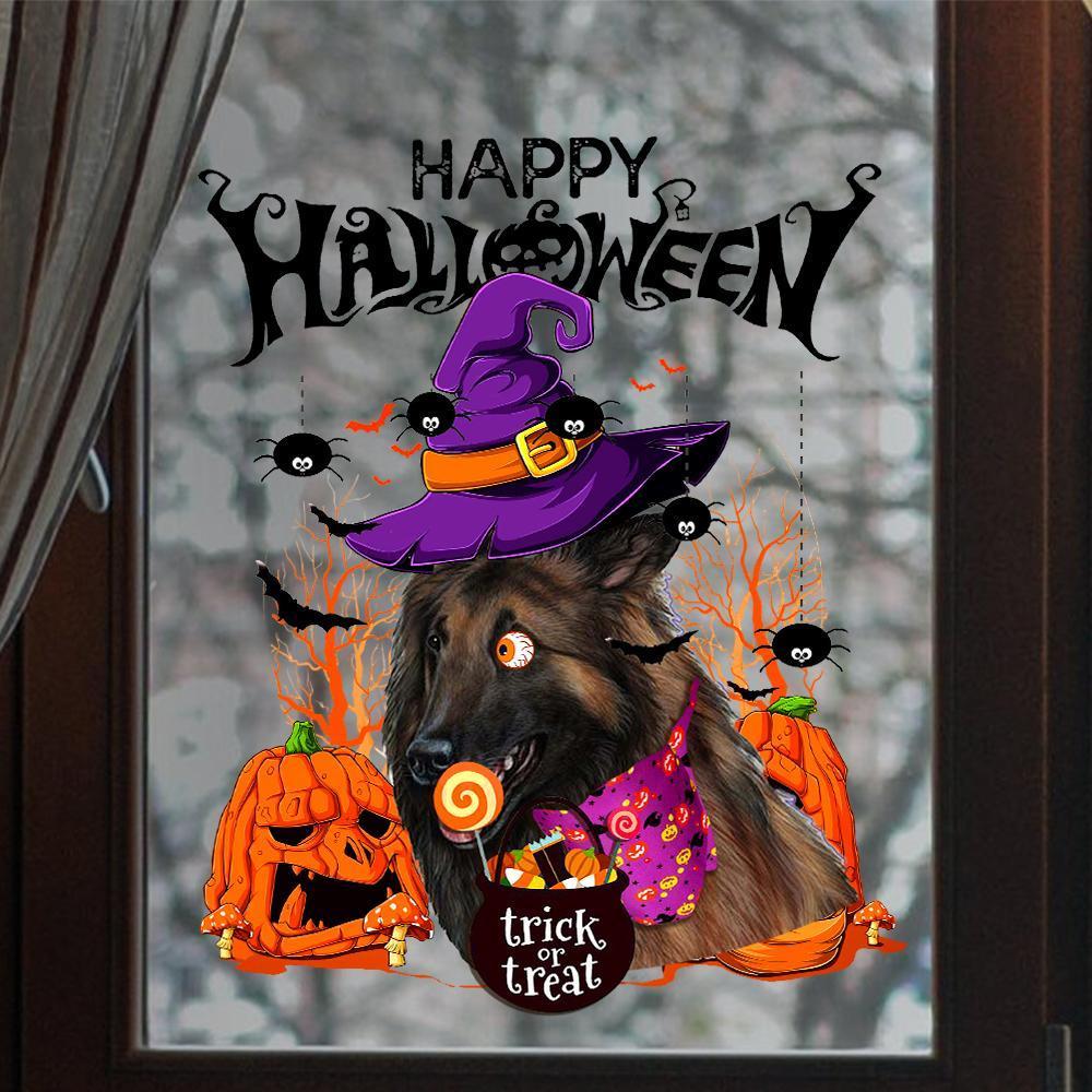 Belgian Tervuren-Trick Or Treat-Halloween Window Clings Stickers