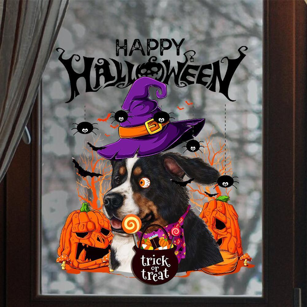 Bernese Mountain Dog-Trick Or Treat-Halloween Window Clings Stickers