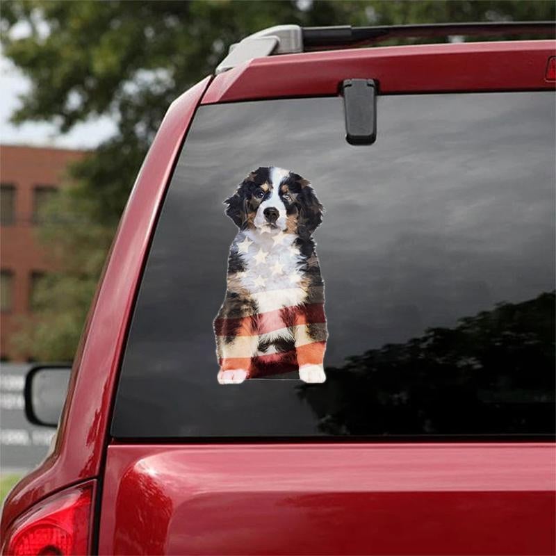 Bernese Mountain Dog-Flag With Stars Car Sticker