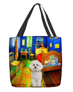 Bichon Frise in the bedroom-Cloth Tote Bag